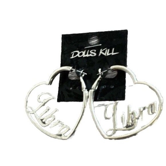 Dolls Kill Jewelry - Dolls Kill Libra Horoscope Heart Dangle Women’s Earrings Silver Round Punk NWT